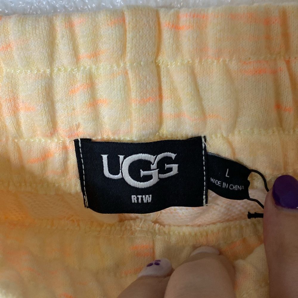NWT- UGG-ELLIANA MELANGE FRENCH TERRY LOUNGE SHORTS IN NEON ORANGE- SIZE LARGE - Picture 8 of 9